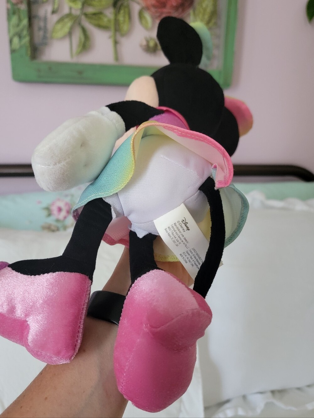 Disney Musical Minnie Mouse Plush with Pastel Pink Dress & Rainbiw Bow - Picture 4 of 8